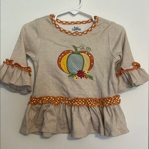 Girls Pumpkin Embroidered shirt